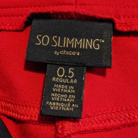 CHICO'S 0.5 So slimming red holiday pants size 6 small Christmas party love - Picture 8 of 11